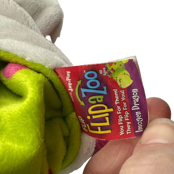 Flip A Zoo 2 in 1 Dragon Unicorn Plush Stuffed Animal Persephone Imogen Green Wh - Picture 15 of 16